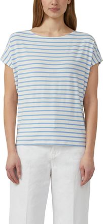 s.Oliver Kurzarmshirt S.OLIVER, Damen, Gr. 34, powder blau stripe, Jersey, Obermaterial: 95% Viskose, 5% Elasthan, gestreift, normal h&uuml;ftbedeckend, Rundhals, a