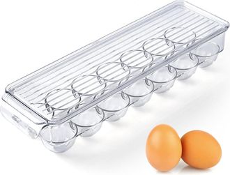 OEM Contenedor Para Huevos Para El Refrigerador, Recipiente Para Huevos De 14 Compartimentos, Dispensador De Huevos De Pl&aacute;stico Con Tapa, Soporte Transpar
