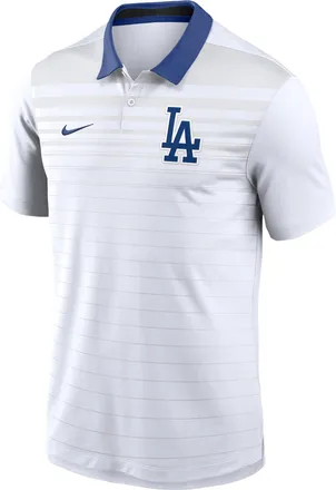 Nike Los Angeles Dodgers Striped Vapor Nike Mens Dri-FIT MLB Polo in White | 00HT007PLD-B1N