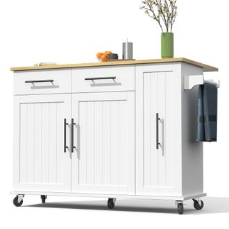STILVORA Carro De Cocina Con 2 Cajones, Organizador Extra&iacute;ble De 3 Niveles, Ala Abatible Y Ruedas, 120 X 40(65) X 90 Cm