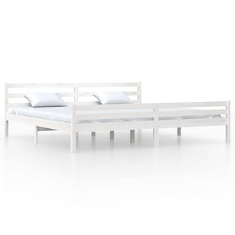 Berkfield Home Bed Frame White Solid Wood 200x200 cm