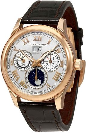 Chopard L.U.C Lunar One Sunray Silver Dial 18K Rose Gold Automatic Mens Watch 161927-1005
