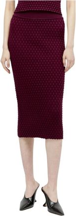 Dries Van Noten Tiffany Midi Rok - Dames - Midirokken - Rood - S - Polyester - Rokken