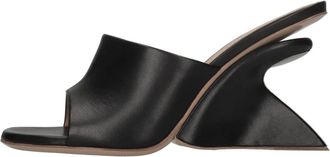 Off-white Schoenen, Dames, Zwart, 40 EU, Leer, Jug Wedge Leren Mules