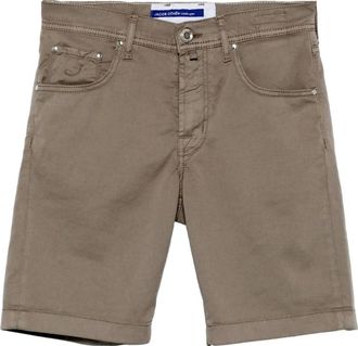 Jacob Cohen Korte Broeken, Heren, Bruin, W38, Katoen, Slim Fit Olifantgrijze Stretch Katoenen Shorts