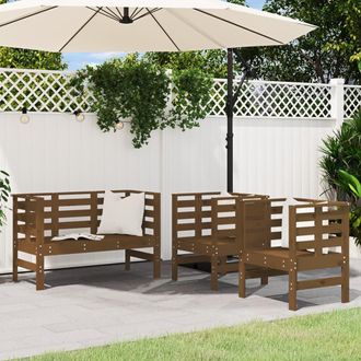 vidaXL Juego De Muebles Jard&iacute;n 3 Pzas Madera Maciza Pino Marr&oacute;n Miel Vidaxl