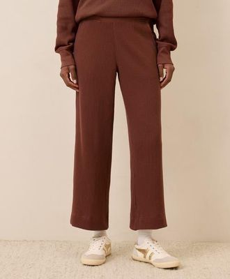 Pact Thermal Waffle Wide Leg Pant in Mahogany Brown at Nordstrom, Size X-Small