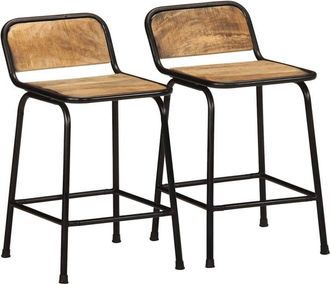 vidaXL Vidaxl - Bar Stools 2 pcs 46x35.5x70 cm Solid Wood Rough Mango