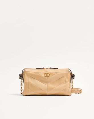 Valentino Garavani Borsa A Tracolla Piccola Valentino Garavani Panthea In Nappa Motivo Chevron Donna GOLD BEIGE UNI