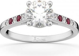 Allurez Cathedral Ruby & Diamond Engagement Ring 18k White Gold (0.20ct)