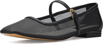 Franco Sarto L-Tinsley7 Mary Jane Shoes Womens Dress Flat Shoes Black Mesh : 6.5 M, Synthetic