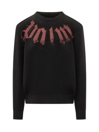 Palm Angels Black Logo Crew Neck Sweater