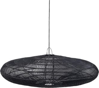 Bazar Bizar L&aacute;mpara colgante de hierro y rat&aacute;n en negro 150x150x47 cm