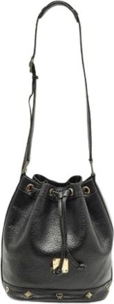 MCM Pre-owned Bucket Bags, female, Black, Size: ONE SIZE Pre-owned Leather Bucket Bag