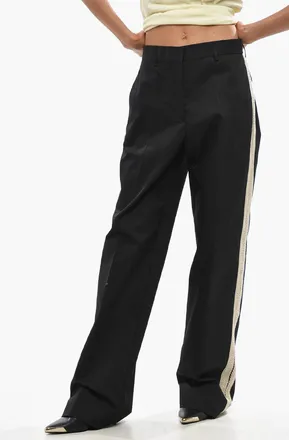 Palm Angels Pantaloni in Misto Cotone a Gamba Dritta con Banda a Contrasto Palm Angels