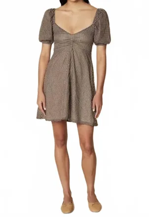 Faithfull The Brand Winslow Mini Dress In Solene Check - Cocoa