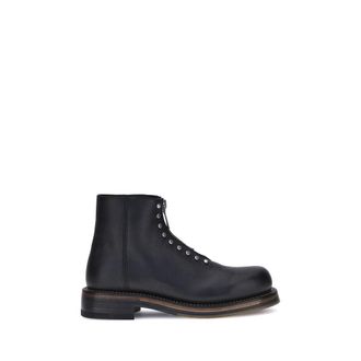 Alexander McQueen Black Calf Leather Bos Taurus Ankle Mens Boots