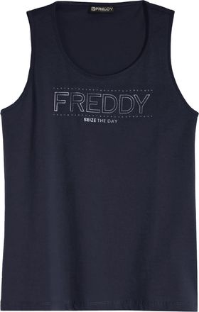 Freddy Canotta da donna in jersey con maxi logo metallizzato