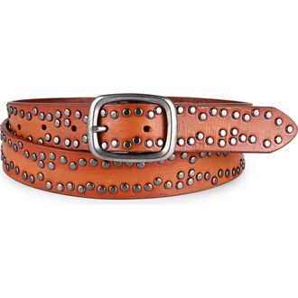 OLD TREND Westland Genuine Leather Desert Inspired Studded Belt in Camel at Nordstrom, Size Medium
