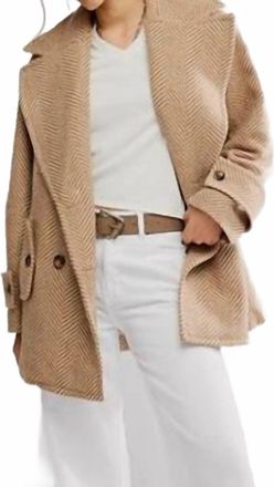 Free People Ari Wool Long Sleeve Peacoat In Tan