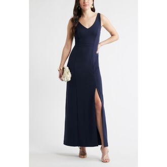 Chelsea28 Seamed Cotton Blend Sheath Gown in Navy Night at Nordstrom, Size Xx-Small