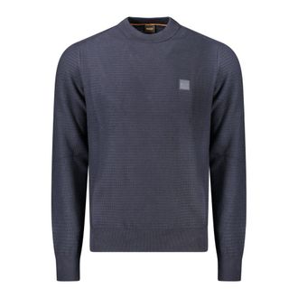 HUGO BOSS Blue Cotton Men Mens Sweater