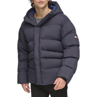 Tommy Hilfiger Mens Heavyweight Quilted Puffer Jacket, Navy, XL