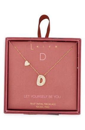 Leith Cubic Zirconia Heart & Bubble Initial Pendant Necklace in D- Clear- Gold at Nordstrom Rack