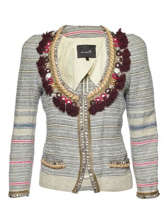Isabel Marant crystal-embellished tweed jacket - Neutrals