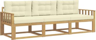 vidaXL Conjunto De Sof&aacute;s De Exterior 3 Uds. Blanco Y Crema Poli&eacute;ster Vidaxl