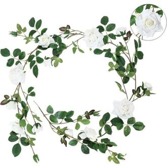 OEM Guirnalda De Rosas Artificiales, 18 Rosas De Pl&aacute;stico, 230 Cm, Para Embellecer La Decoraci&oacute;n De Tu Boda Rom&aacute;ntica, 2 Unidades - Crezuo