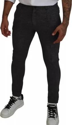 Dolce & Gabbana Gray Chevron Viscose Skinny Mens Pants