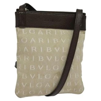 Bulgari Pre-owned Canvas shoulder-bags - Dames - Pre-owned - Beige - Maat: ONE Size Leer