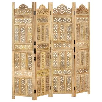 vidaXL Biombo Sculp. Mano 4 Paneles 160x165cm Mangueira Mangueira - 198355