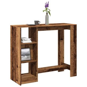 Berkfield Home Bar Table with Shelf Old Wood 124x46x103.5 cm Engineered Wood in Brown
