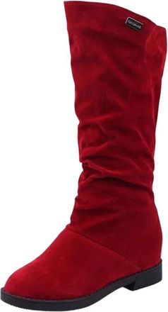 Generic Womens Casual Shoes Low Heels Round Toe Soft Mid Calf Boots Solid Fleece Knight Boots