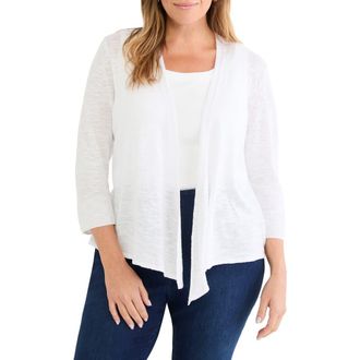 Nic+Zoe Slub Knit Linen Blend 4-Way Cardigan in Paper White at Nordstrom, Size 1X