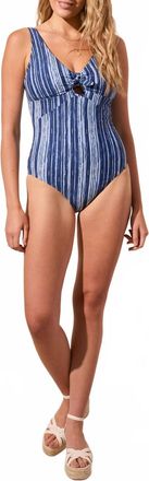 Tribal Knot Front Swimsuit In Jet Blue