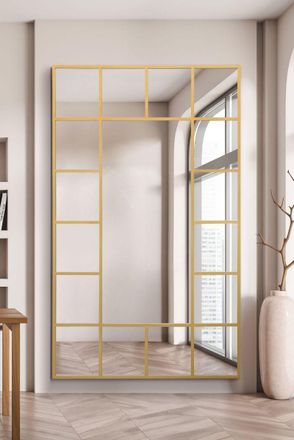 MirrorOutlet Gold Modern Wall & Leaner Mirror 79 X 47 (200 x 120CM) | Size: 1 Pack