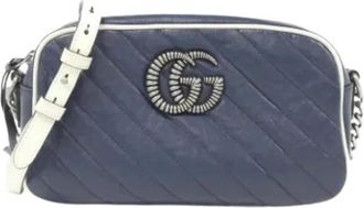 Gucci Pre-owned Cross Body Bags, female, Blue, Size: ONE SIZE Pre-owned GG Marmont Shoulder Bag