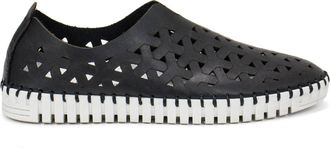 Eric Michael Womens Inez Slip-On Flat Comfort Shoes In Black Leather
