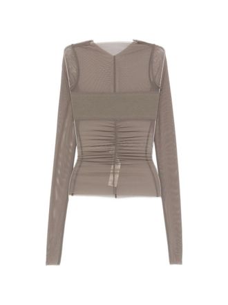 Rick Owens Grey Transparent V Neck Top