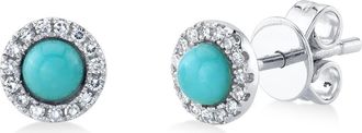 Allurez Diamond & Turquoise Stud Earrings 14K in 0.33Ct,white Gold at Nordstrom