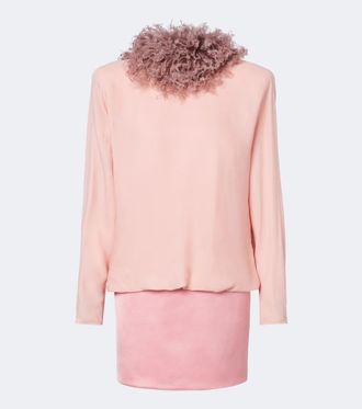 Valentino Garavani Feather-trimmed silk georgette minidress