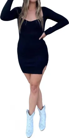 Moon River Womens Ribbed Sweater Mini Dress In Black