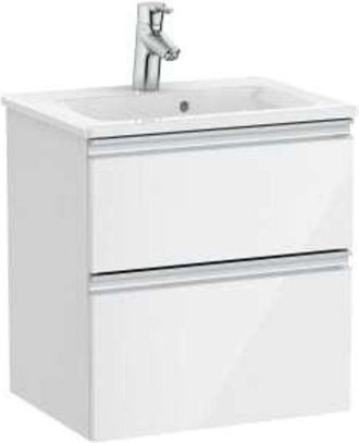 Roca Roca - Pack Unik Mueble Base Compacto De 2 Cajones + Lavabo The Gap Color: Blanco Brillo - Medidas: 505x380x537 Mm