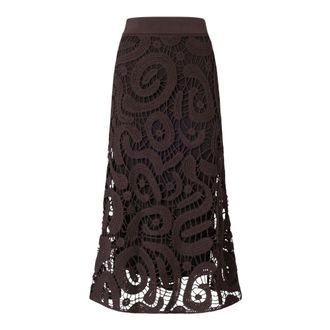 Pinko Midi Skirts, female, Brown, Size: XS Maestrale Crochet Midi Skirt