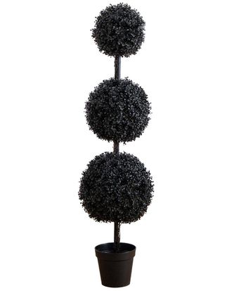 Nearly Natural 5Ft. Uv Resistant Artificial Halloween Black Triple Ball Boxwood Topiary (Indoor/Outdoor)