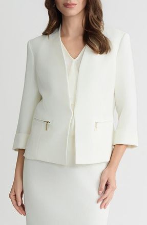 Kasper Collarless Zip Pocket Blazer in Vanilla Ice at Nordstrom, Size 10