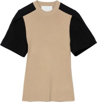 3.1 Phillip Lim two-tone knitted T-shirt - women - Viscose/Polyester - M - Neutrals